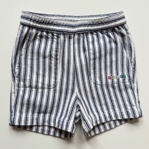 Bonton Kids Unisex Striped Ramb Shorts - Navy Blue - Size 2